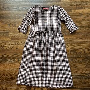 Pyne & Smith Thistle Check No 19 Boatneck Linen Dress XS